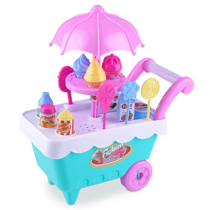 

Children Simulation Candy Ice Cream Trolley Toy Set, Pink