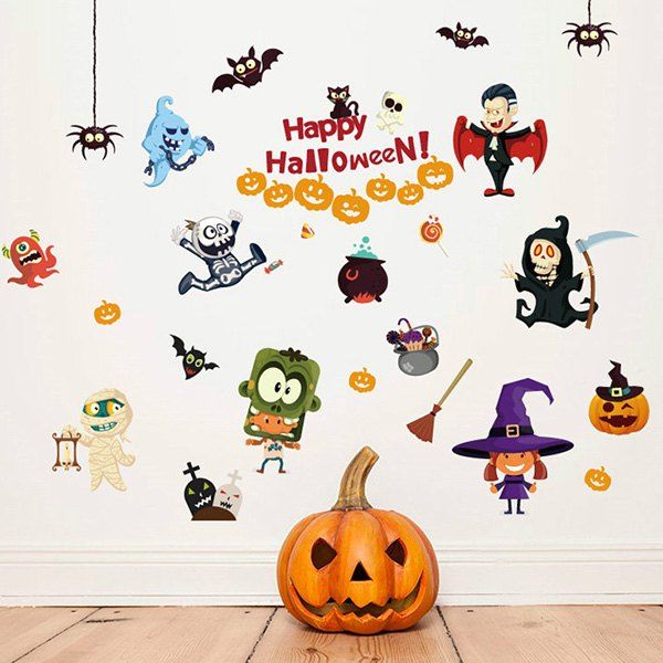 

SK9096 Halloween Haunted House Pattern Wall Sticker, White