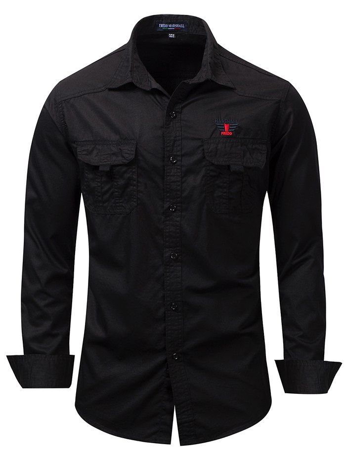 

FREDD MARSHALL Men's Casual Long Sleeve Outdoor Shirt, Black