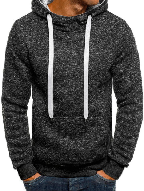 

Men's Solid Color Loose Hoodie Hooded Sweater, Dark gray