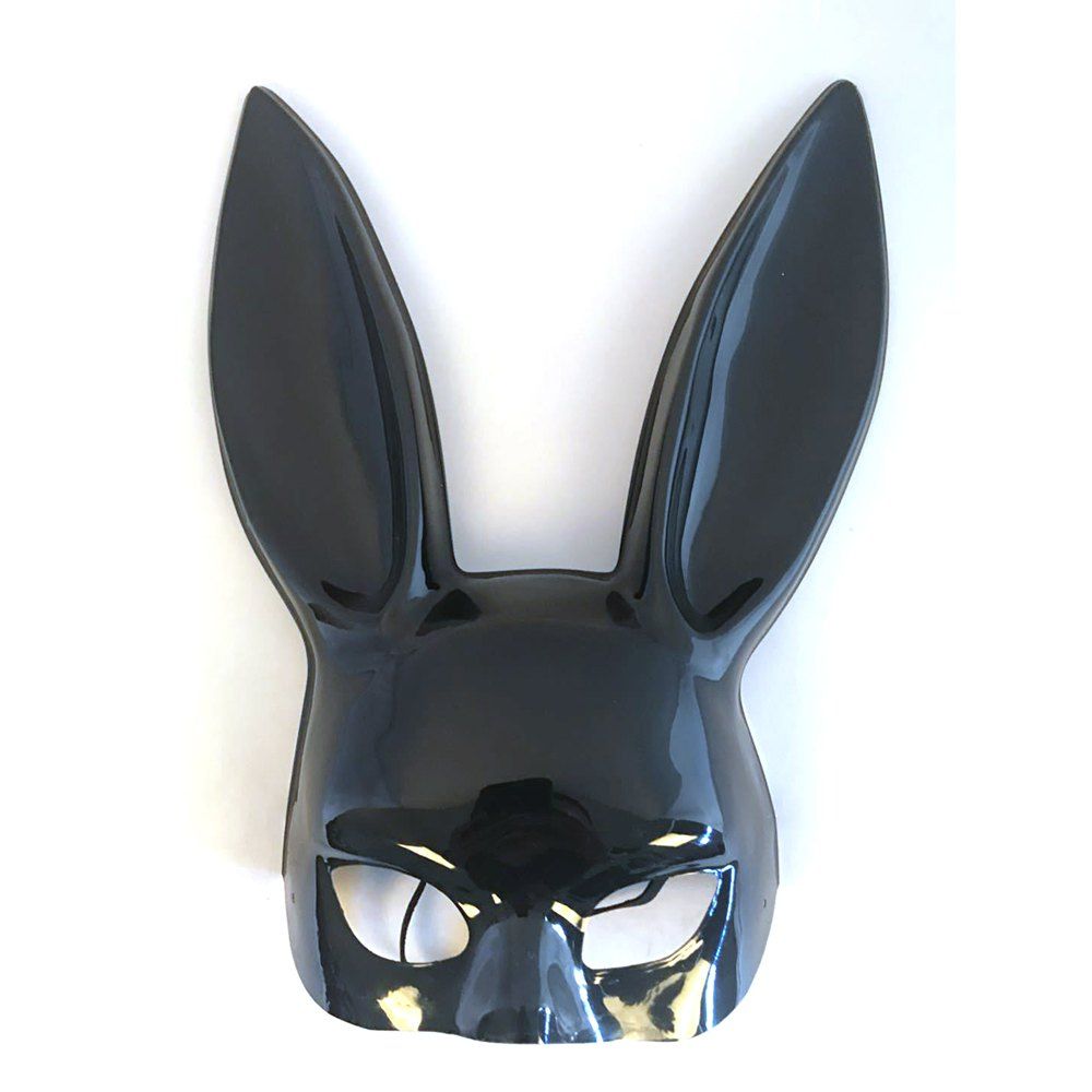

Halloween Easter Nightclub Bar Half Face Performing Rabbit Ear Mask, Black