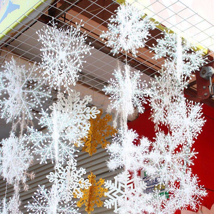 

Christmas Tree Pendant 15cm Brushed Snowflake Ornament 30pcs, White