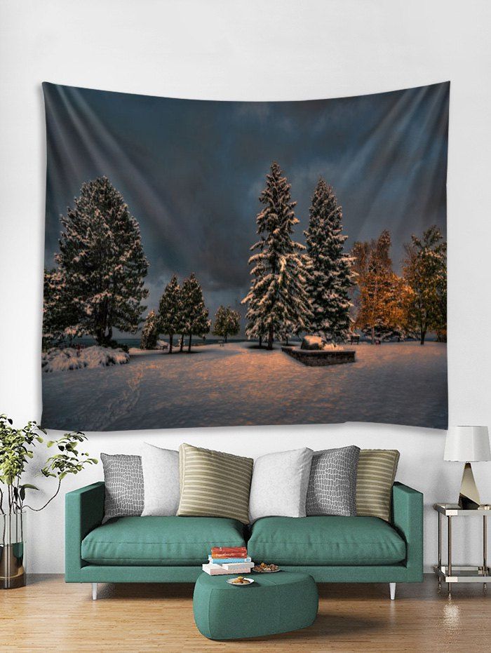 

Christmas Snow Tree Print Tapestry Art Decoration, Cloudy gray