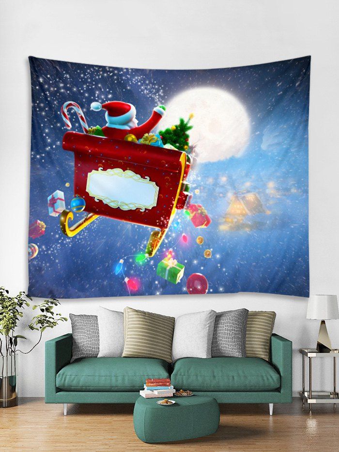 

Gift Father Christmas Print Tapestry Art Decoration, Sky blue