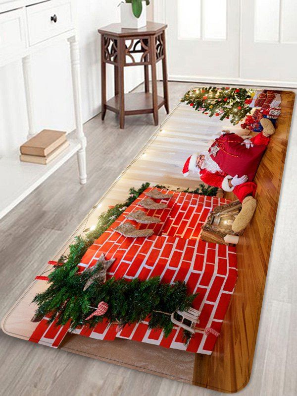 Father Christmas Gift Printed Non-slip Area Rug, Red