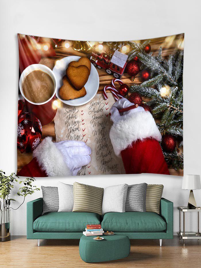 

3D Christmas Theme Print Tapestry Art Decoration, Red