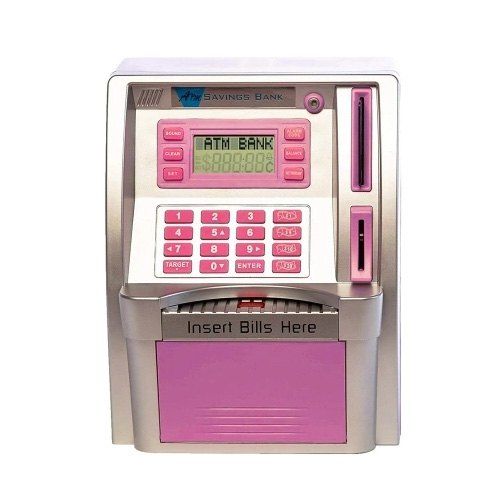 

Personal ATM Cash Coin Piggy Bank Machine Toy, Pink