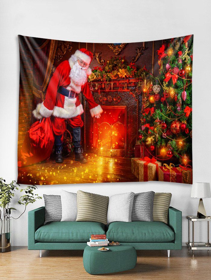 

Father Christmas 3D Print Tapestry Art Decoration, Lava red