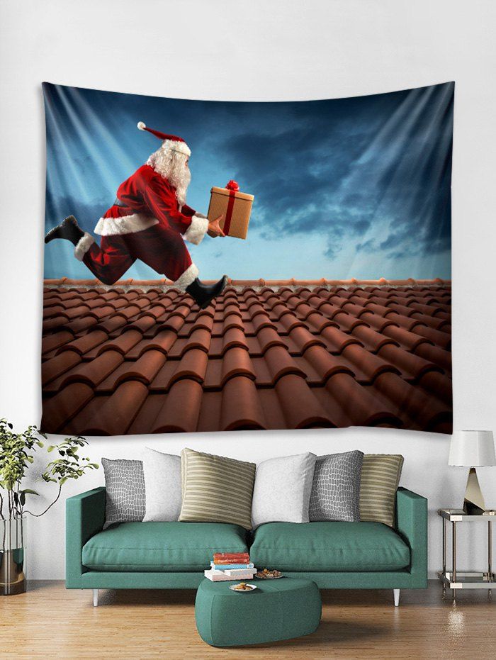 

Funny Father Christmas Gift Print Tapestry Art Decoration, Day sky blue