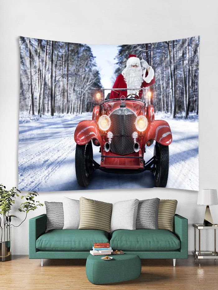 

Father Christmas Car Printed Tapestry Art Decoration, Red