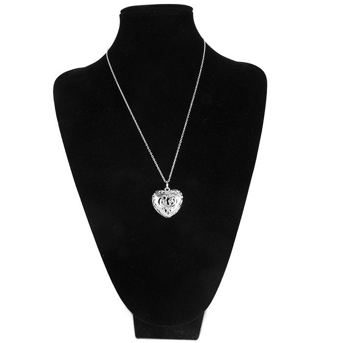 

Three-dimensional Heart Necklace Earrings Fashion Two-piece, Silver