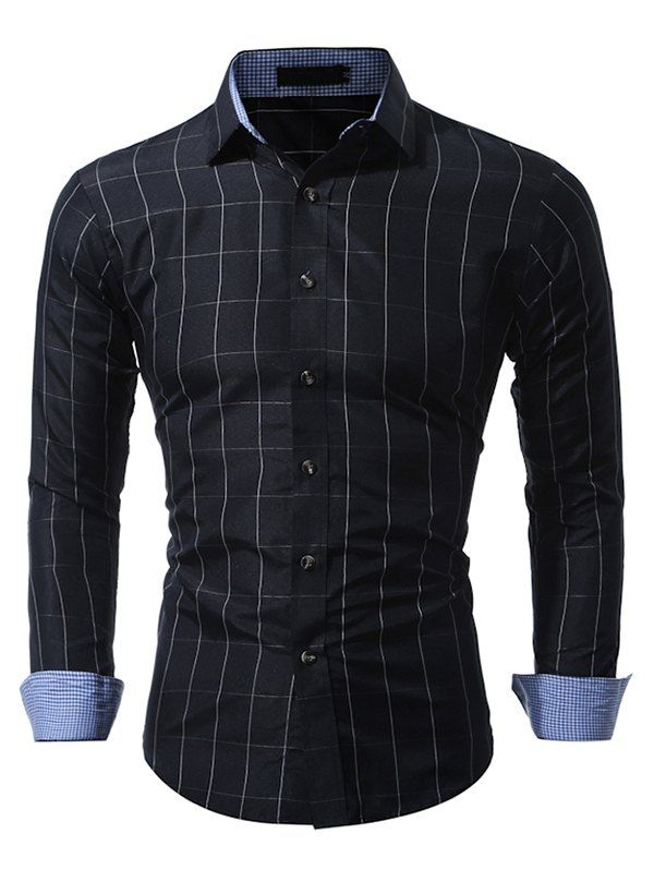 

Men Stripe Shirt Slim Long Sleeve Comfortable, Multi-b