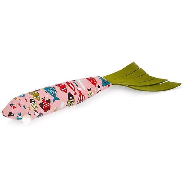 

Stylish Cotton Cat Pillow With Ring Paper Catnip Toy, Seaweed green