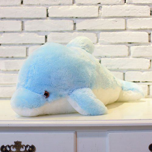 

Colorful Luminous Dolphin Plush Doll Toy Stuffed Flashing Cushion Pillow Gift, Day sky blue