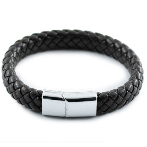 

Trade Retro Leather Bracelet Simple Fashion Stainless Steel Magnet Suction Stone Buckle Bracelet, Brown