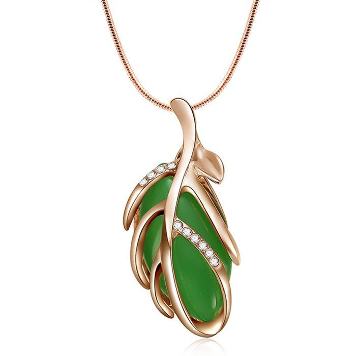 

Leaf Decorative Pendant Necklace, Seaweed green