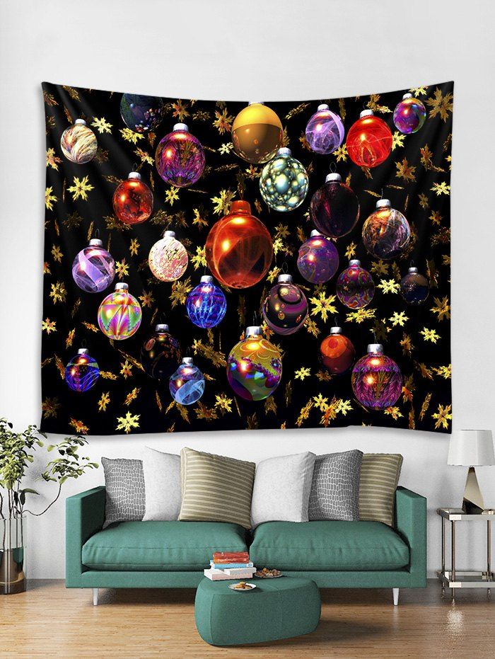 

Christmas Colorful Balls Print Tapestry Wall Hanging Decoration, Multi