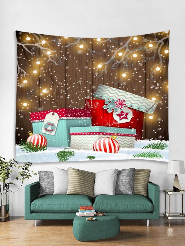 

Christmas Gifts Ball Print Tapestry Wall Hanging Decoration, Multi