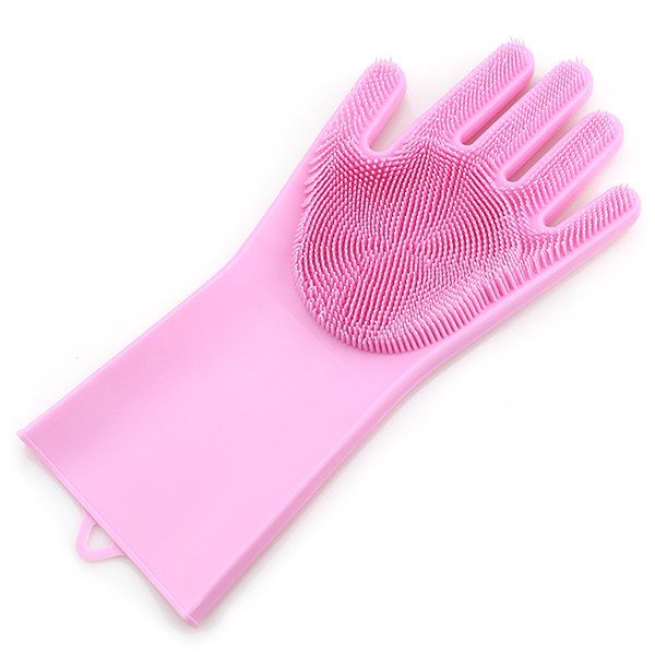 

Silicone Cleaning Brush Magic Gloves for Protecting, Pink