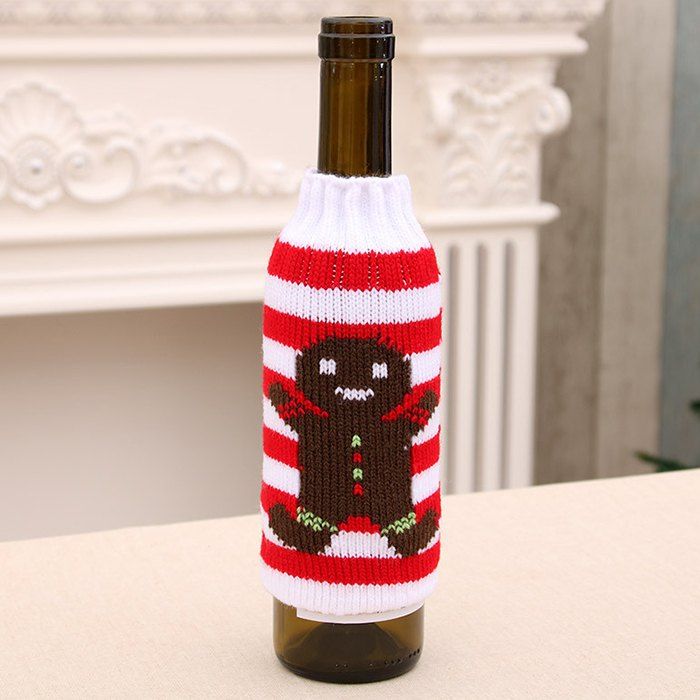 

366 High-grade Knitted Christmas Beer Bottle Cover Decoration, White