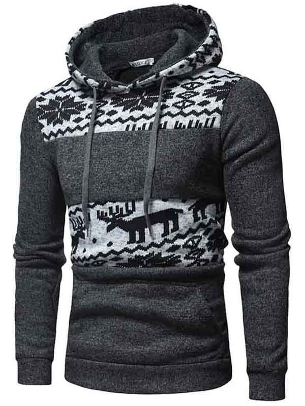 

Men Fashion Hoodie Comfortable Hooded Slim Christmas, Gray