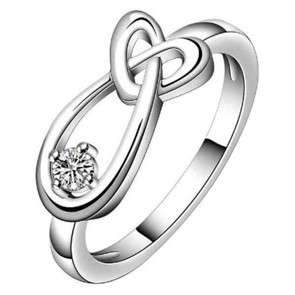 

Water Drop Heart Shaped Interlocking Ring, Silver