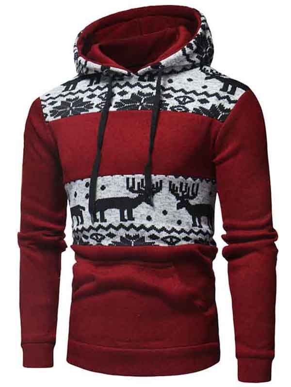 

Men Fashion Hoodie Comfortable Hooded Slim Christmas, Red