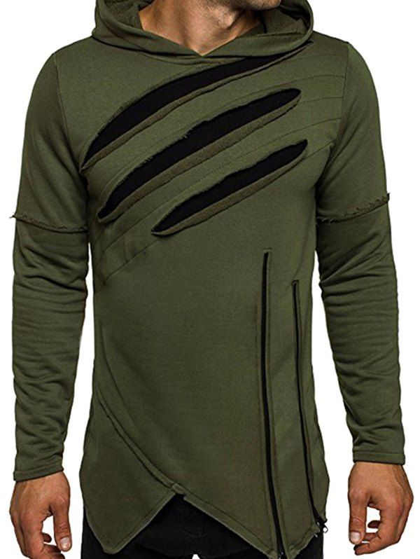 

Trendy Casual Fashion Men's Hoodie Pull-over Sweater, Army green
