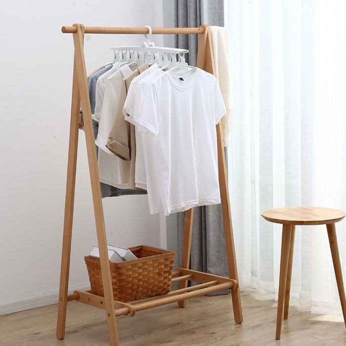 

Multi-functional Clothes Rack Foldable Telescopic No Trace Hanger, Milk white