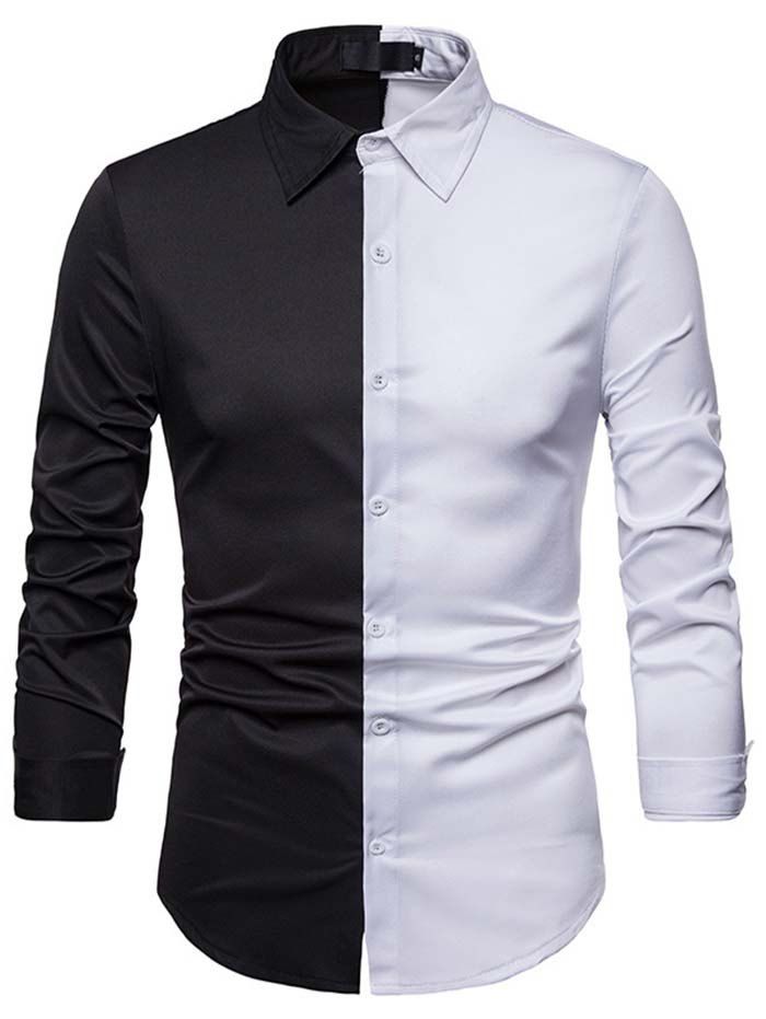 

Men Comfortable Shirt Long Sleeve Slim Turn-down Collar, White