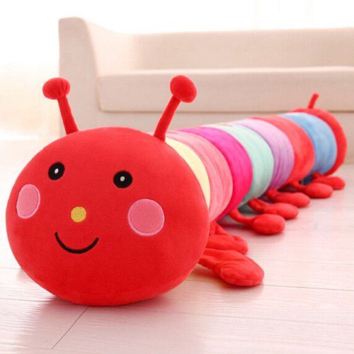 

Colorful Caterpillar Plush Toy Sleeping Long Pillow Doll Ragdoll Child Female Birthday Gift, Red
