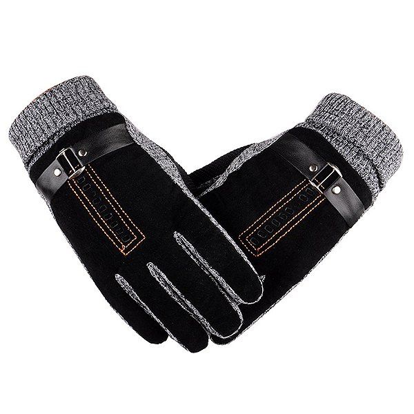 

Men's Thickened Plus Velvet Warm Gloves, Black