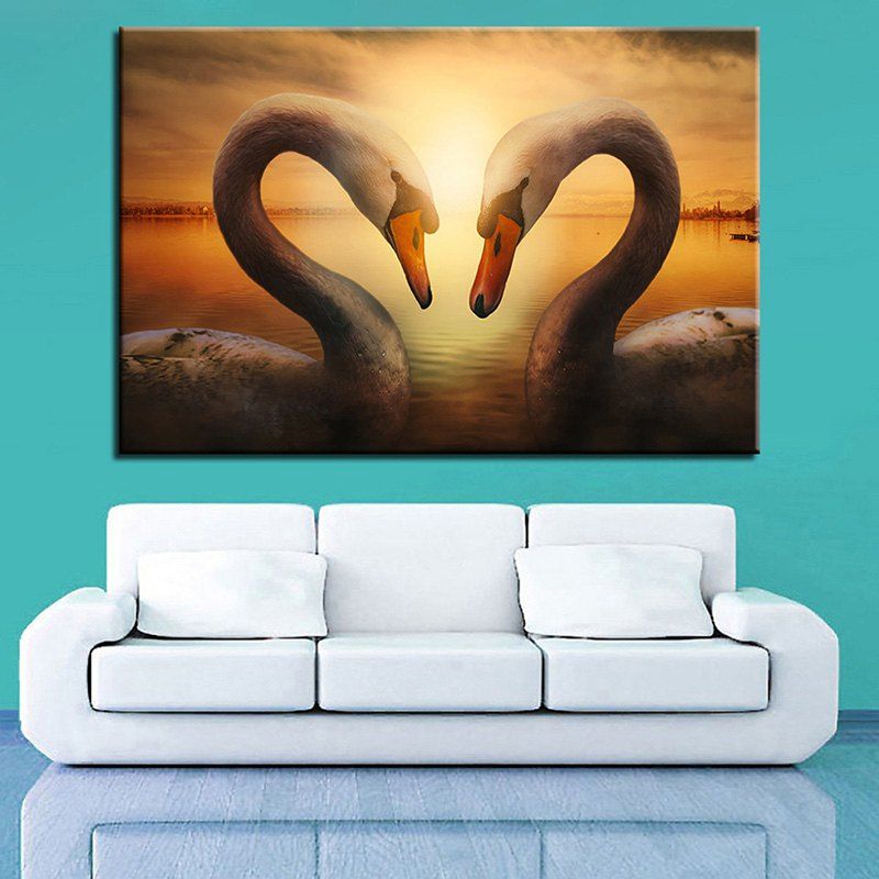 Coucher Du Soleil Swan Motif Simple Peinture A L Huile Noyau En Multi Rosegal Com France