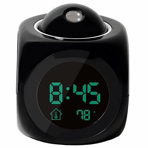 

Multi-function Creative Digital LCD Wall Projection Voice Temperature Display Alarm Clock, Black