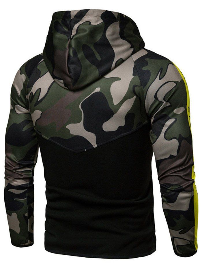

Slim Hooded Camouflage Color Matching Sweater, Camouflage green