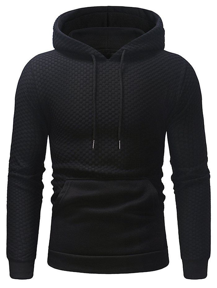 

Plaid Color Matching Sweater Hoodie, Black