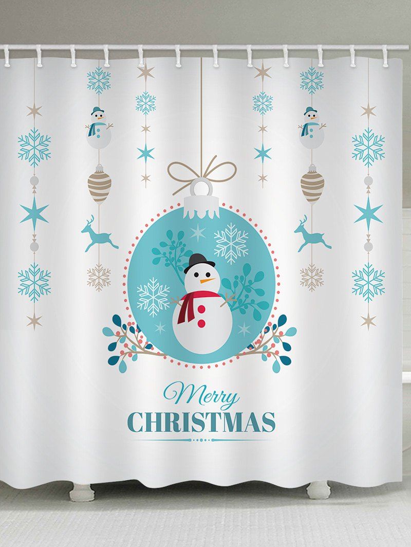 Christmas Props Print Waterproof Bathroom Shower Curtain, Multi