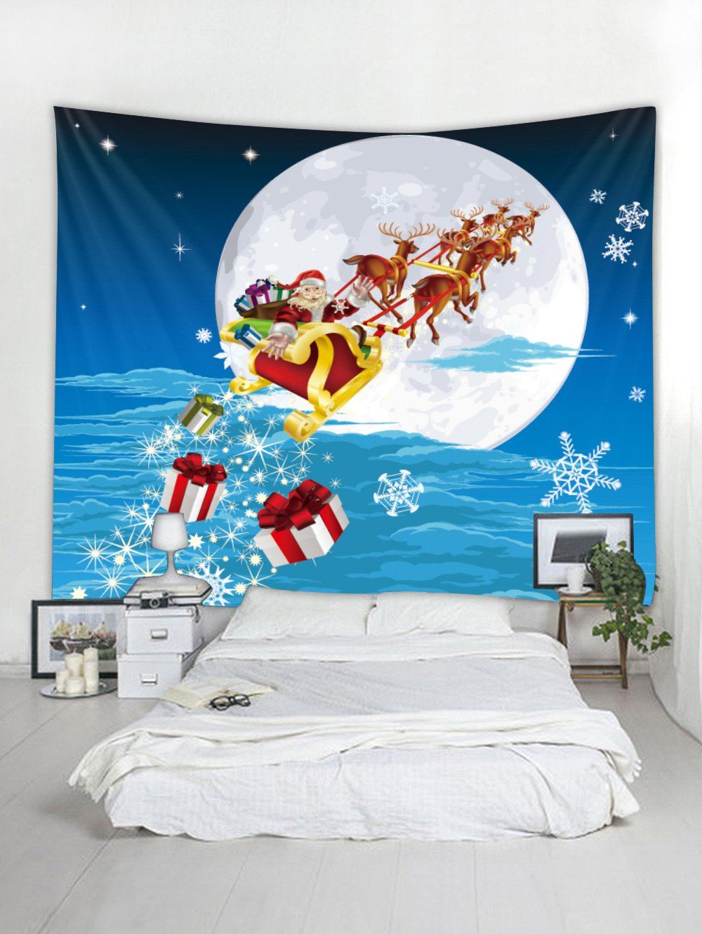 

Christmas Santa Claus Print Tapestry Wall Hanging Art Decoration, Multi