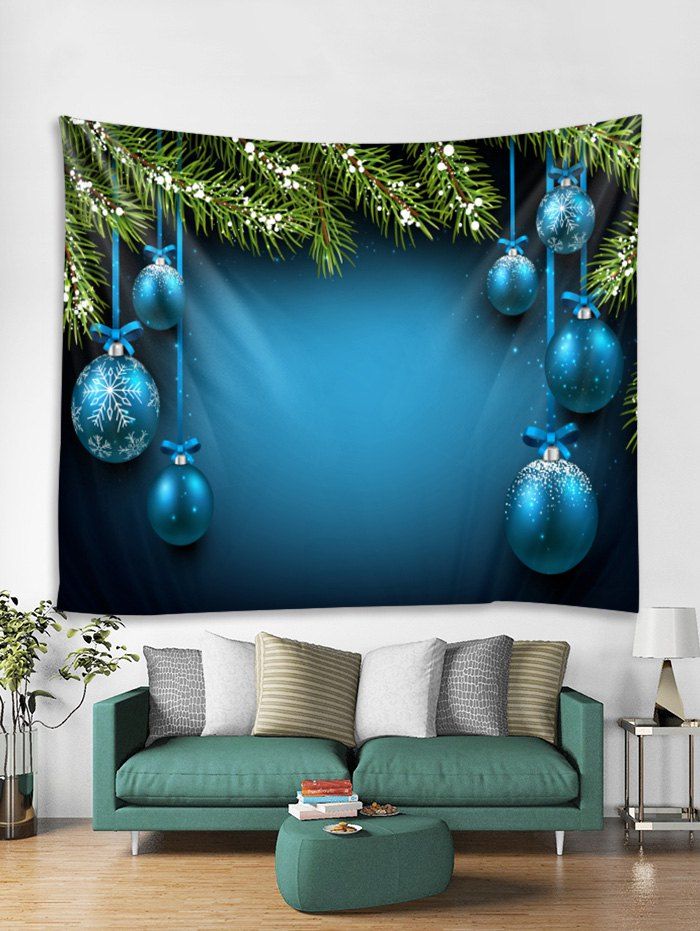 

Christmas Snowflake Ball Print Tapestry Art Decoration, Blueberry blue
