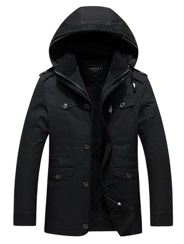 

Plush Jacket Large Size Wind Coat, Black