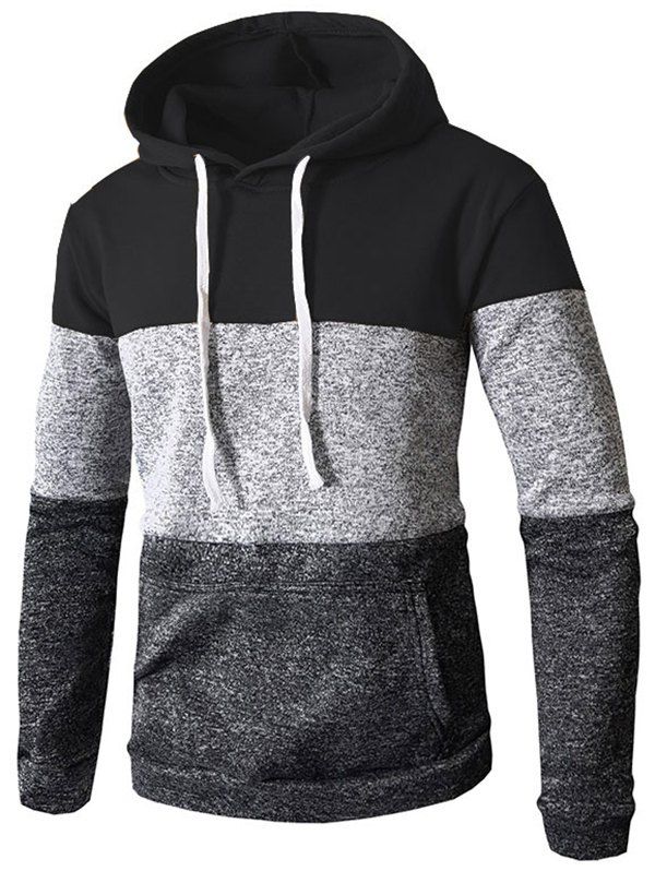 

Color Matching Men's Casual Sports Hoodie, Black