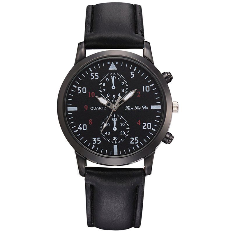 

Fanteeda FD301 New Simple Casual PU Leather Quartz Men's Watch, Black