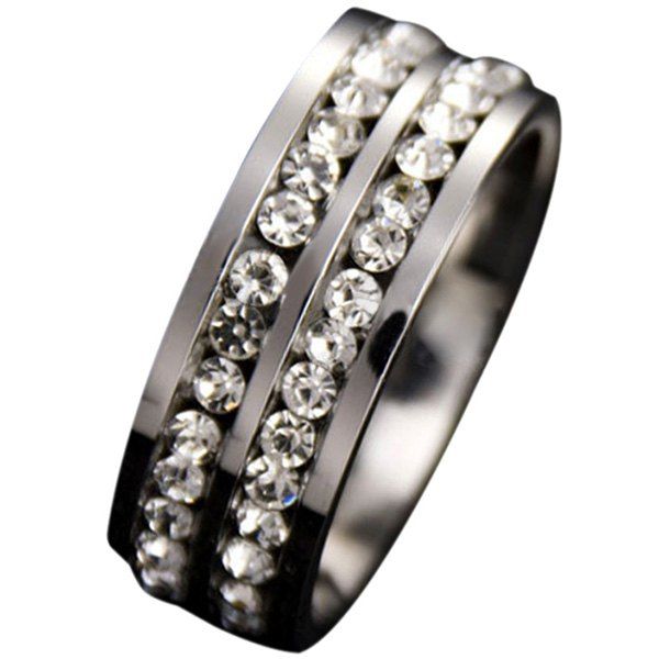 

Simple Double Row Diamond Ring, Silver
