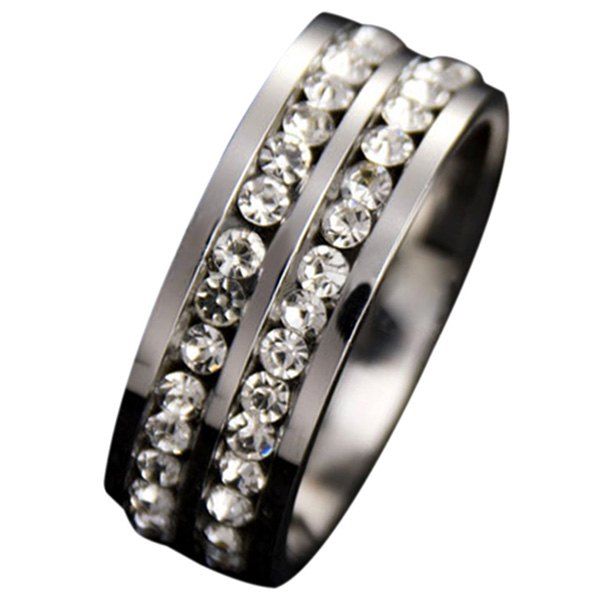 

Double Row Diamond Silver Color Ring