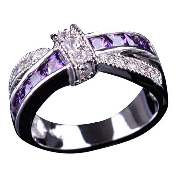 

Simple Purple Cross Knotted Ring, Violet