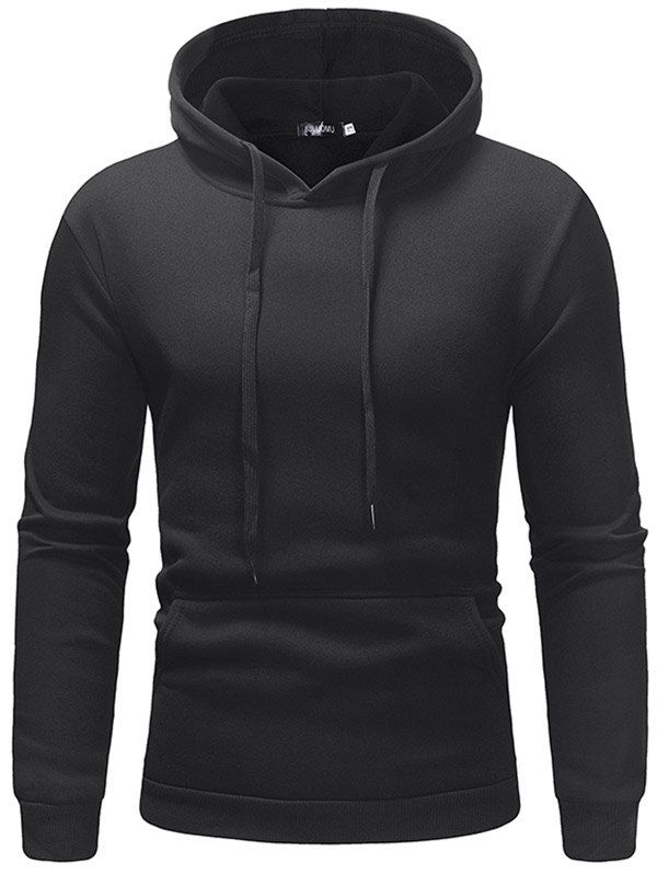 

Fleece Casual Sweater Solid Color Hoodie, Black