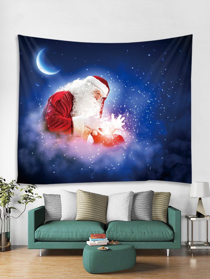 

Moon Father Christmas Printed Tapestry Art Decoration, Cobalt blue