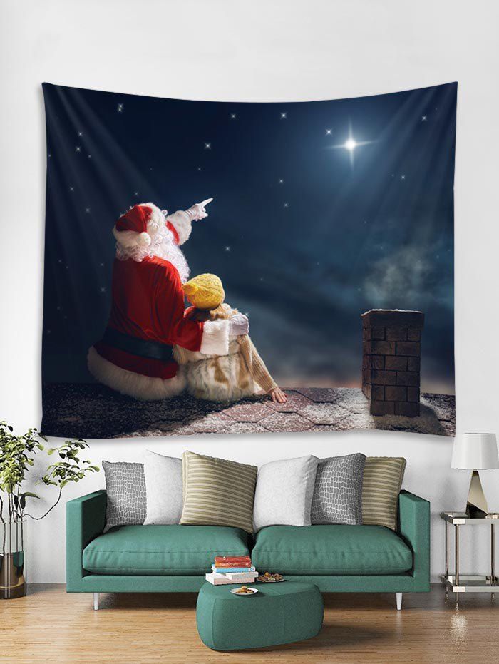 

Father Christmas Star Printed Tapestry Art Decoration, Dark slate grey