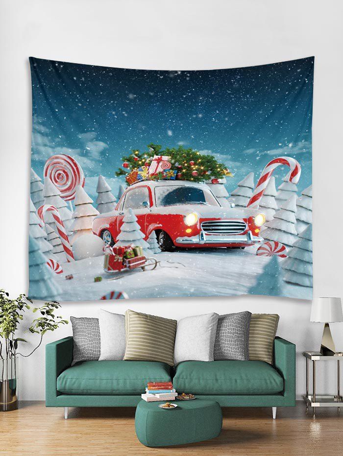 

Christmas Gift Car Candy Cane Tapestry Art Decoration, Light sky blue
