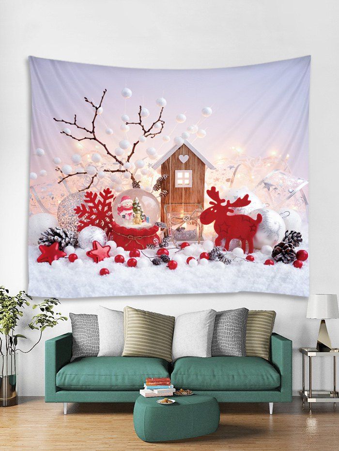 Christmas Snowman Ball Tapestry Art Decoration, White